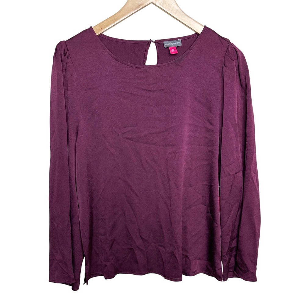 NWT Vince Camuto Women's Crewneck Long Sleeve Blouse size Medium Merlot Purple